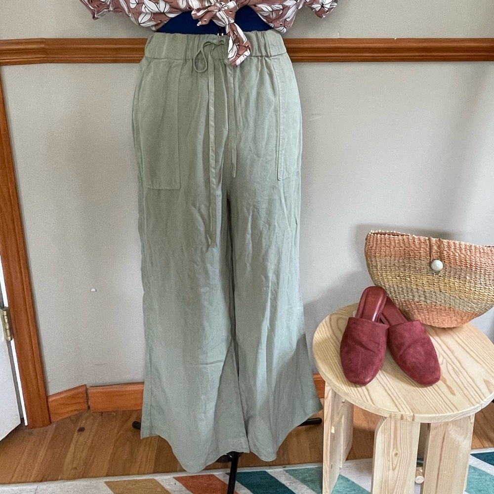 Thread & Supply Drawstring Wide Leg Cropped Pants with Pockets